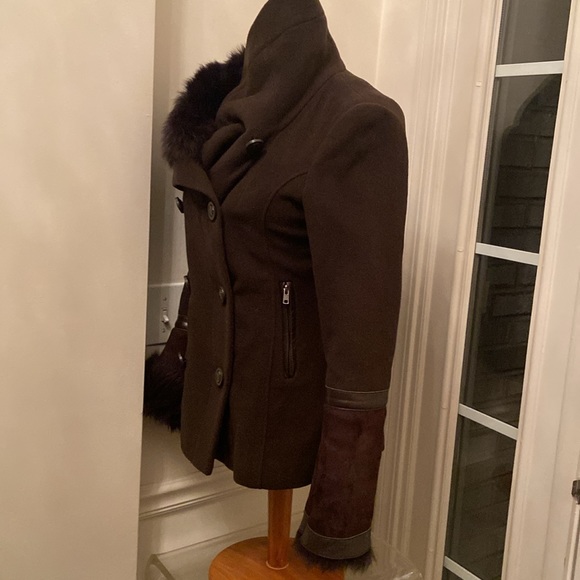 Mackage Cashmere Blended & Shearling Coat - Picture 3 of 16